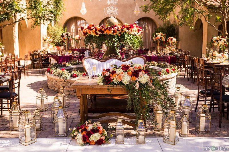 Garden style courtyard wedding reception